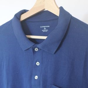 Lands' End Blue Short-Sleeve Pima Cotton Collared Polo Shirt